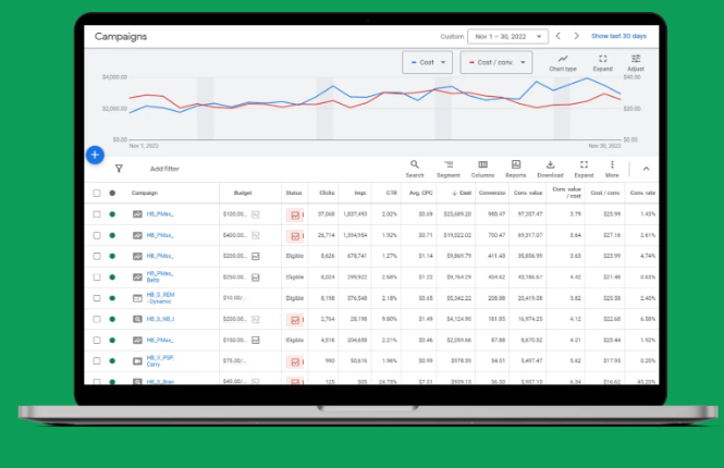 Google Ads dashboard